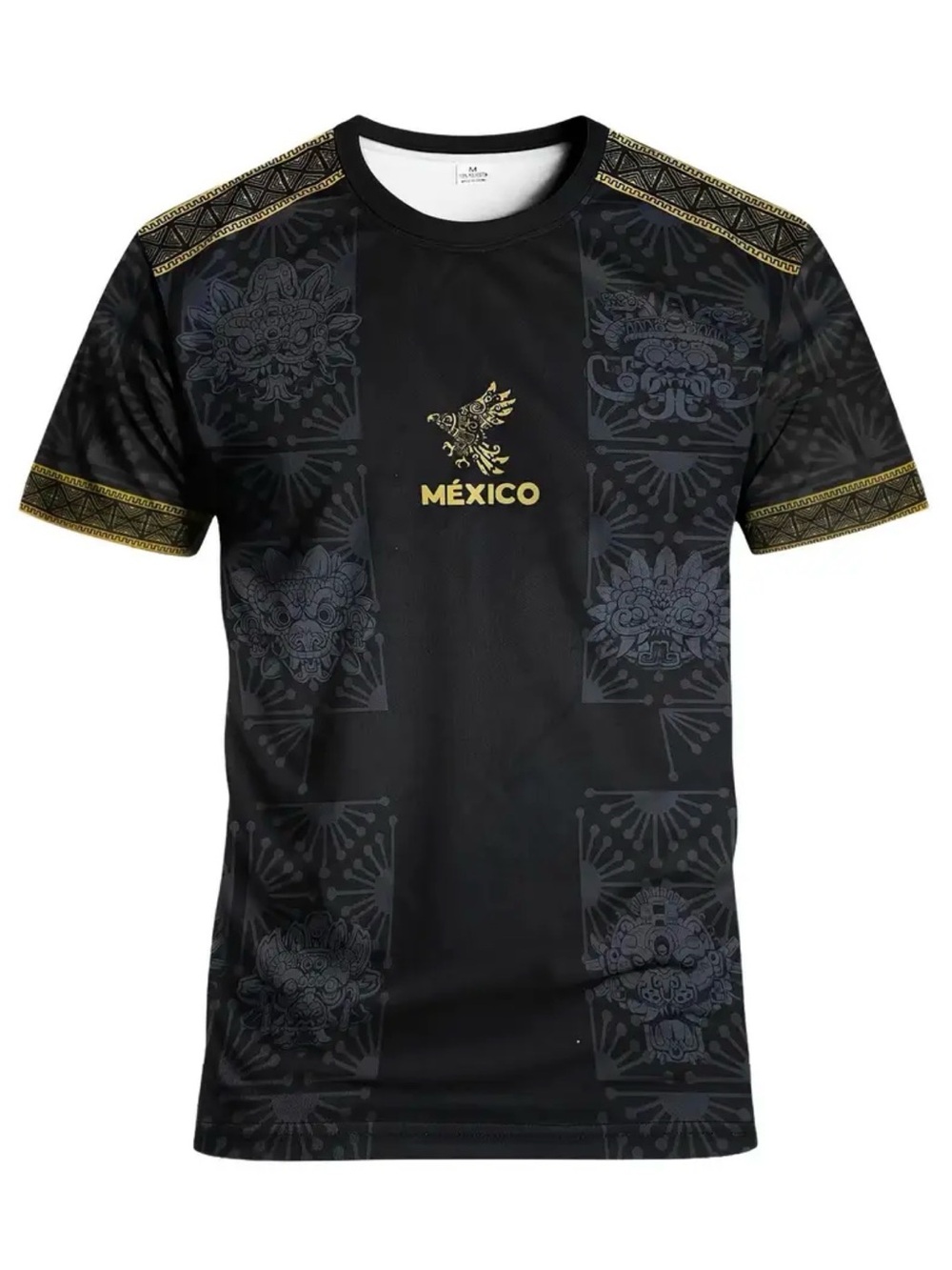 Mexico Unbranded Copa Mundial Black and Gold Printed Graphic Men's Shirt Jersey